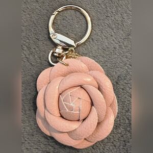 Pink Leather Camilla Flower Keychain or Bag Charm - 4"×2.5"